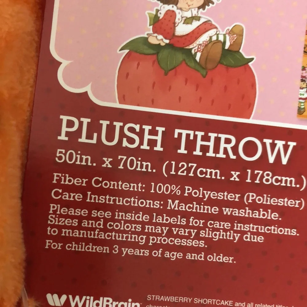 Strawberry Shortcake HALLOWEEN Plush Throw Blanket - Orange Print
